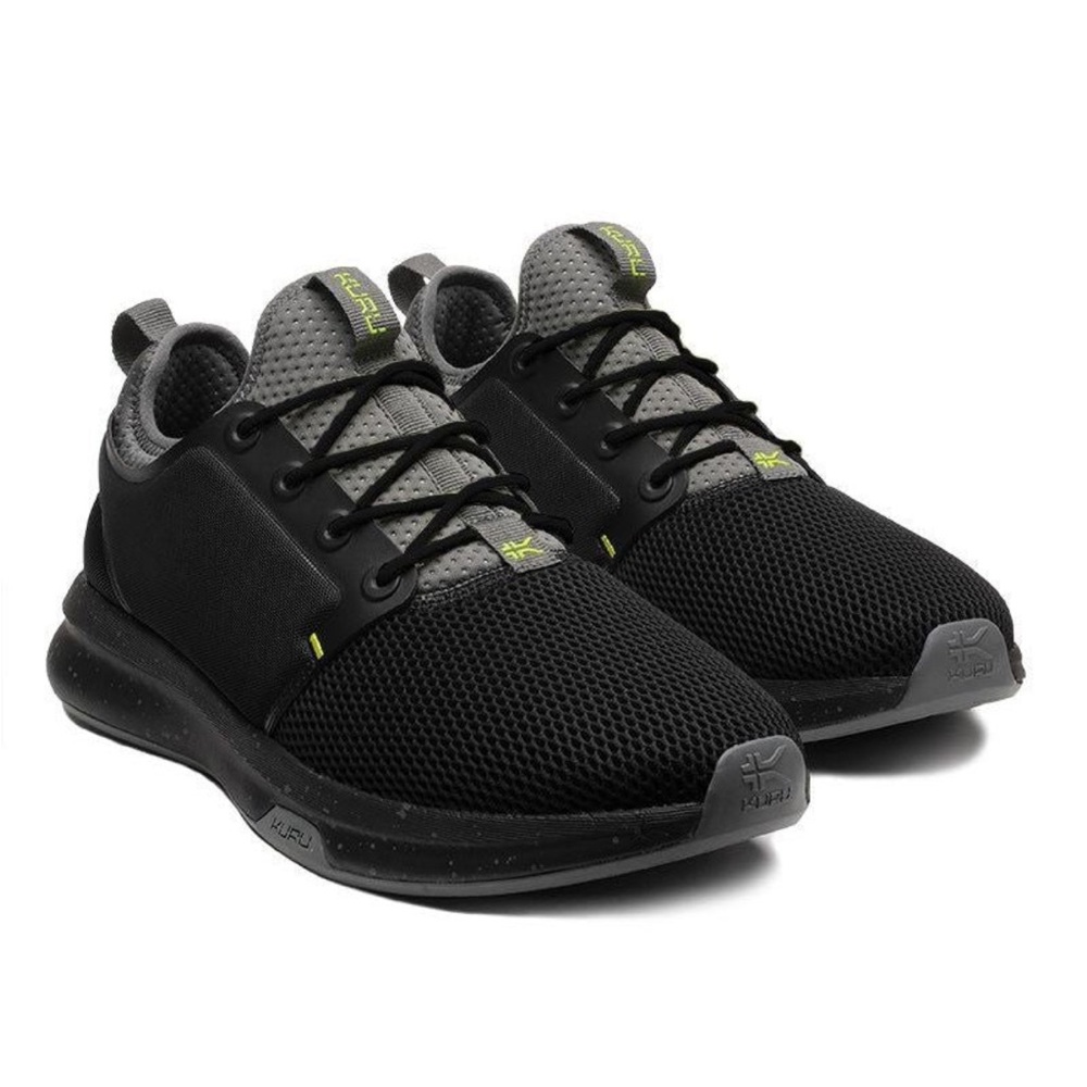 KURU Atom Men's Shoes - Jet Black and Citron Size 13 Wide